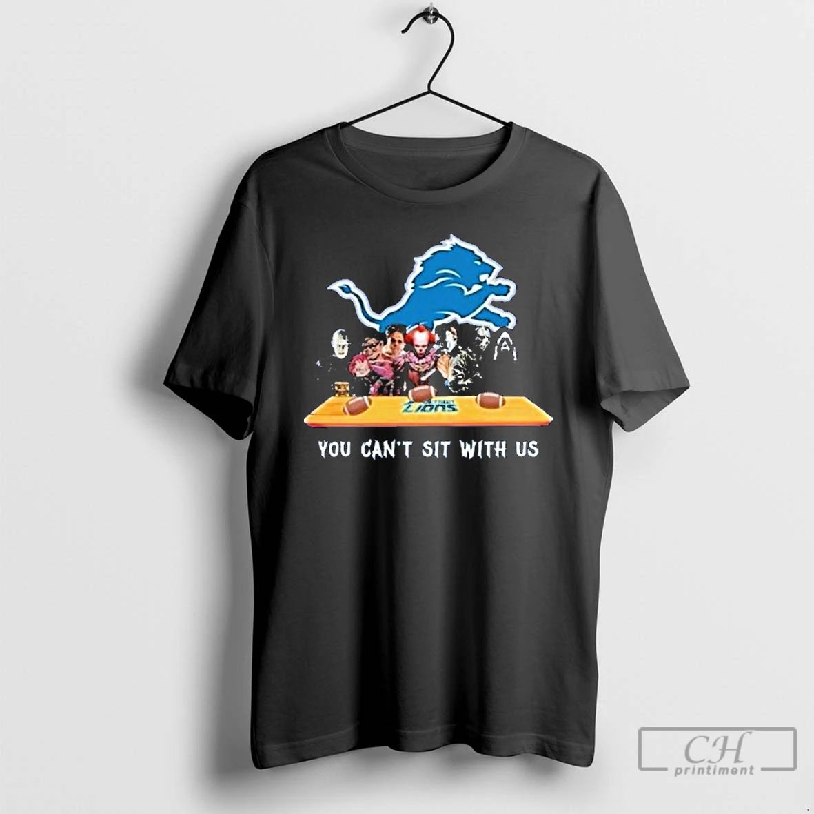 Premium Detroit Lions Horrors Characters You Cant Sit With Us Halloween T Shirts