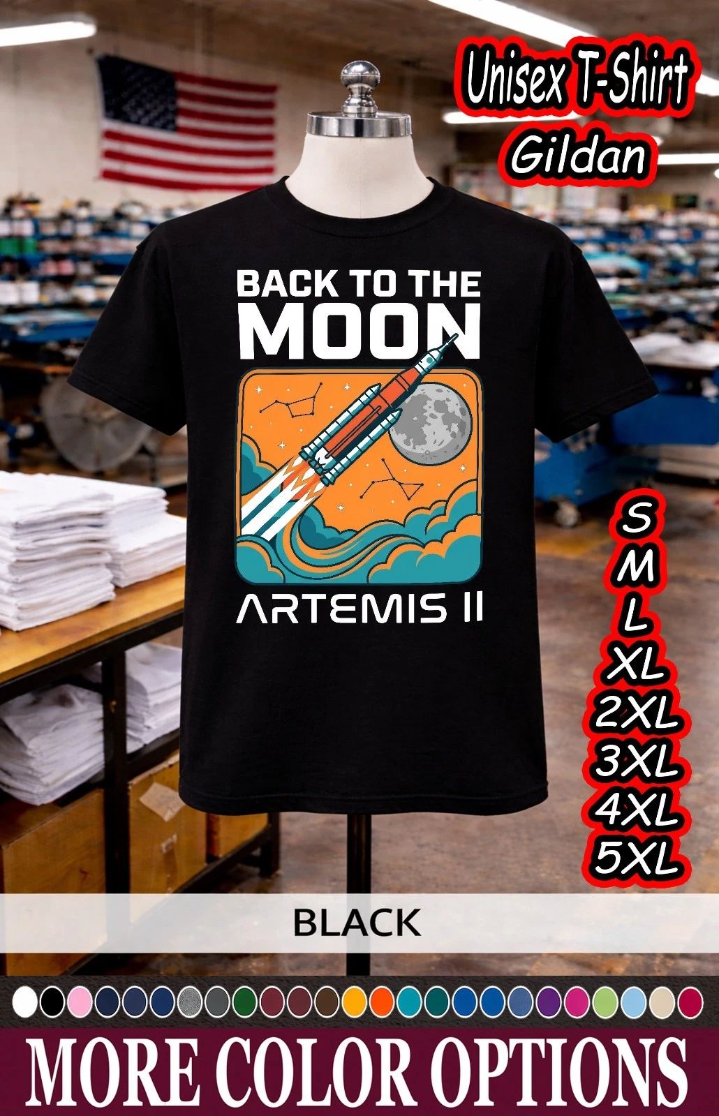 Artemis II 2026 Back to Moon Sweatshirt Space Mission Fan Graphic