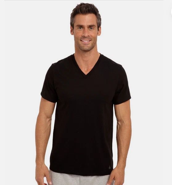 Calvin Klein Men's 1 ONLY V Neck Tee Shirts (BLACK, XL) NWOT