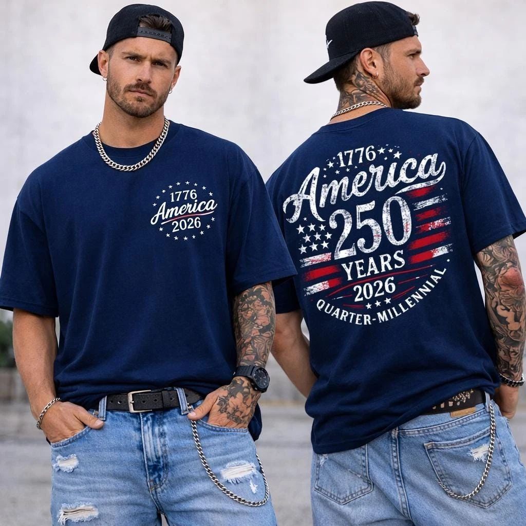 America 250 Years Shirt 1776 2026 USA Flag Tee Quarter Millennial Top Patriot