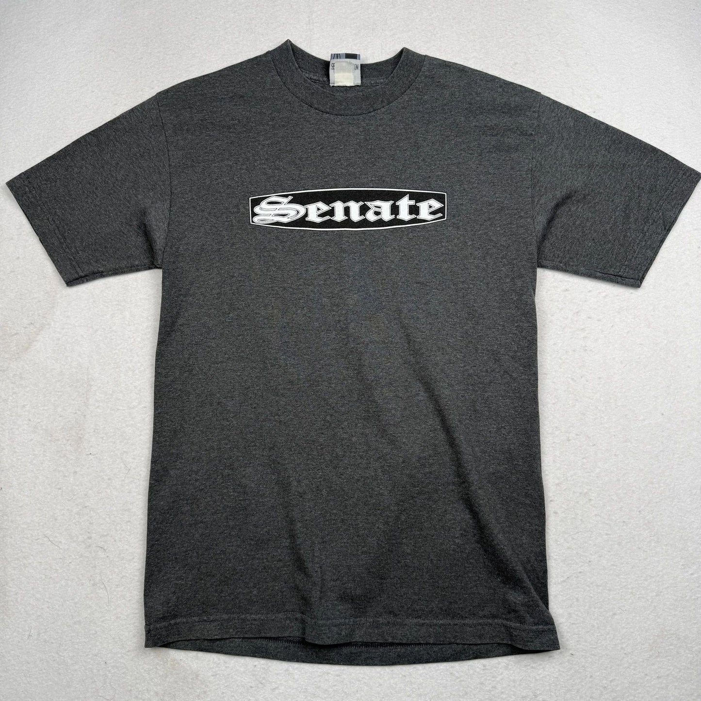 Vintage Senate Shirt Mens Medium Gray Logo Graphic Skate Brand Streetwear
