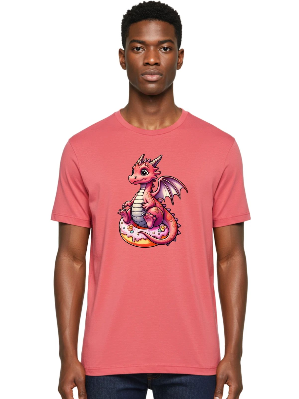 Pink-Dragon-Donut-2 Mens Graphic Tee, 100% Cotton, Casual Summer Wear