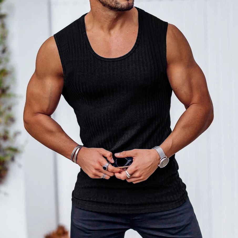 Men's pure black sports T-shirt, size 2XL, comfortable and simple.