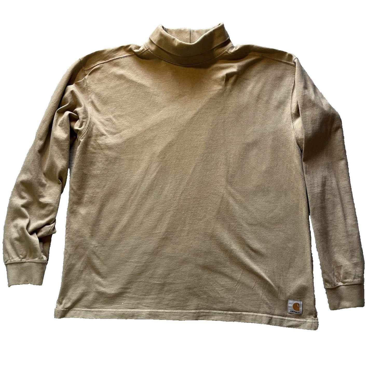 Vintage Carhartt Turtleneck Long Sleeve Shirt Cotton Beige Size Extra Large XL