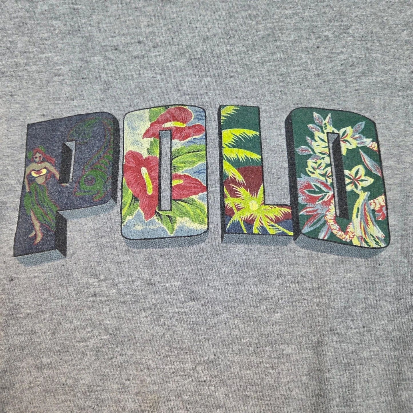 Vtg Polo Sport Tee Mens M Tropical Graphics Rare Ralph Lauren Made in USA Gray