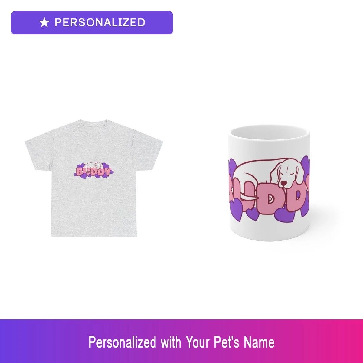 Custom Beagle Pet Lover Gift Set Shirt Mug Personalized Name Bundle