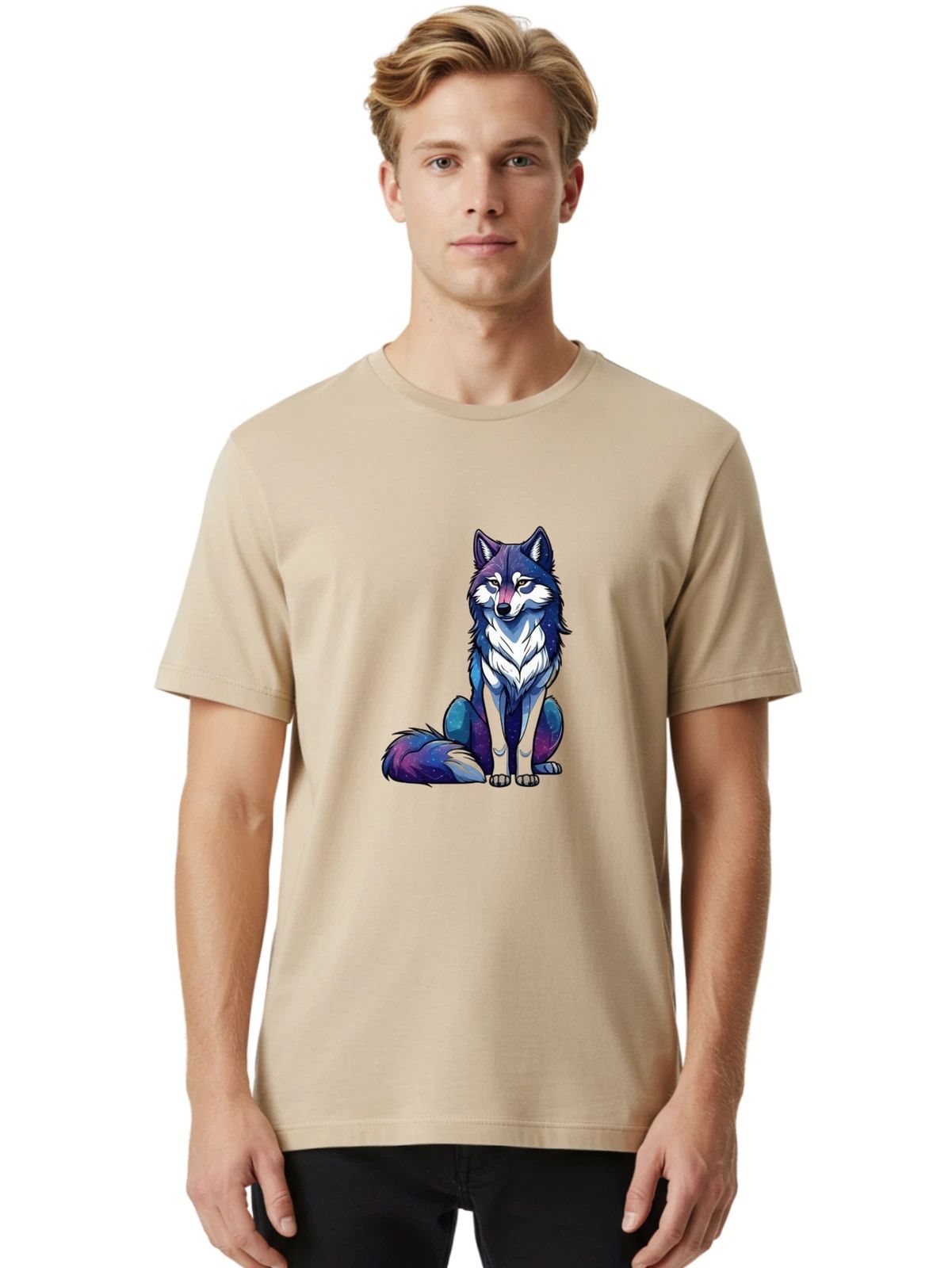 Galaxy-Wolf-8 Mens Graphic Tee, 100% Cotton, Casual Summer Wear