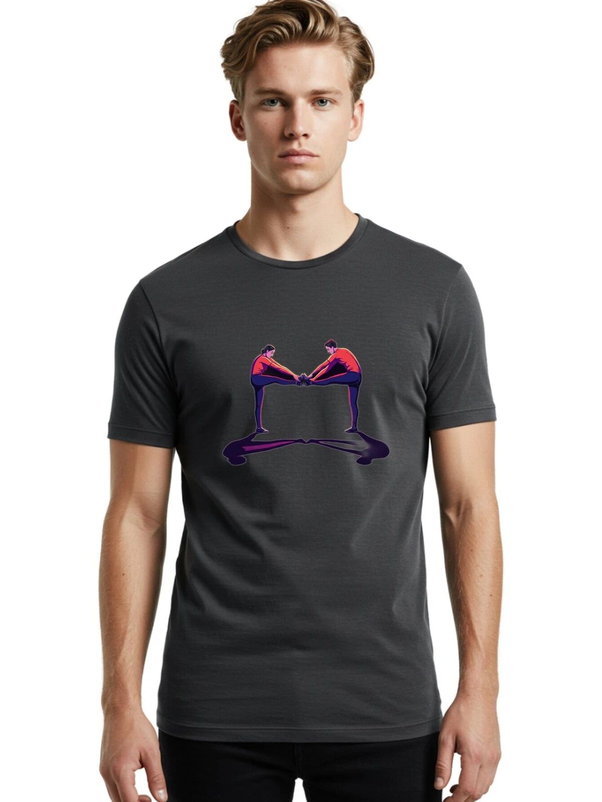 Couple-Doing-Handstand Mens Graphic Tee, 100% Cotton, Casual Summer Wear