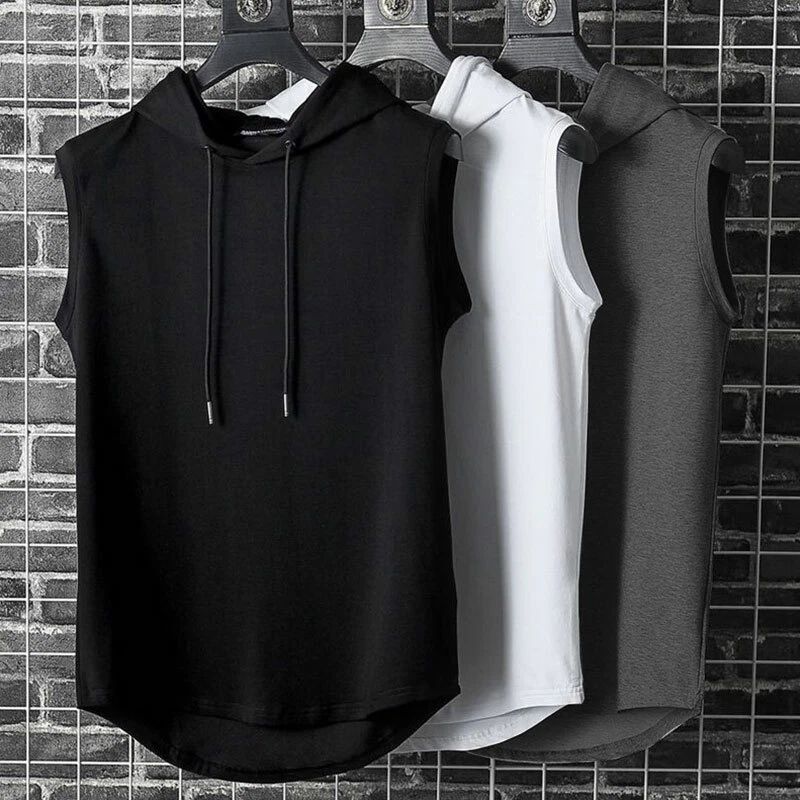 Mens Pullover Vest Sleeveless Casual Hoodie Hooded Tank Tops Muscle T-Shirt US⇖