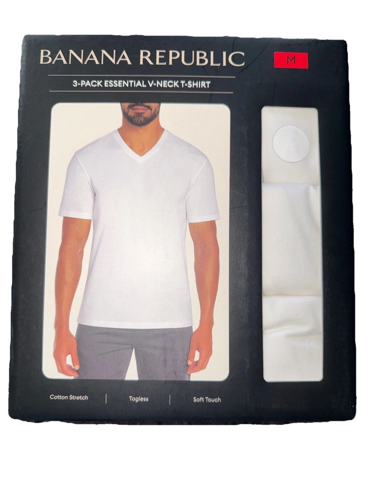 Banana Republic Essential Men's White V-Neck 3-pack shirts size Medium