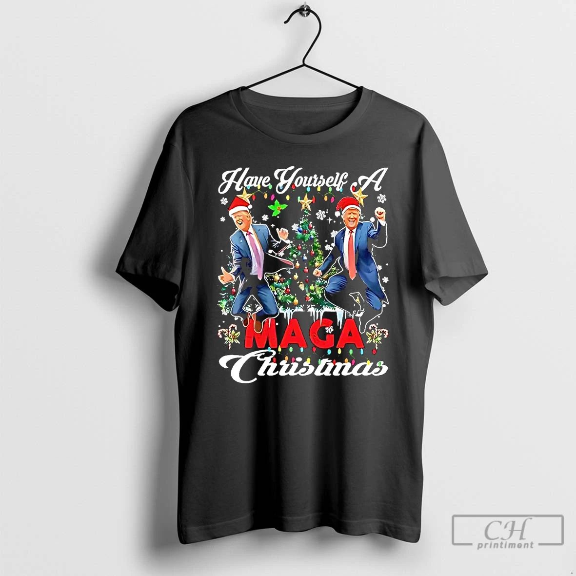 Classic Have Yourself A Maga Christmas Santa Trump Dancing T Shirts