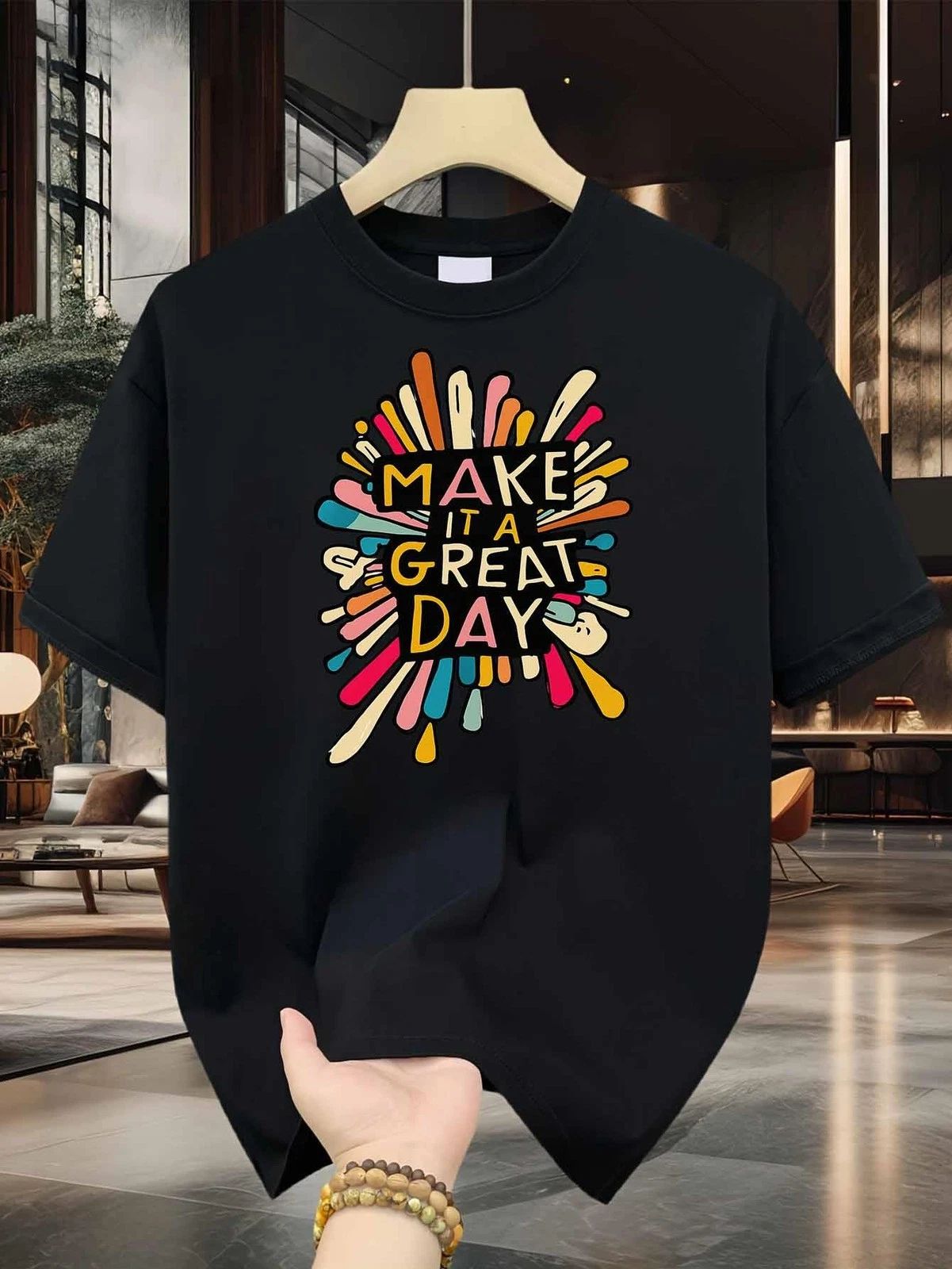 Make It A Great Day Motivational Quote Graphic T-Shirt Positive Vibes Tee