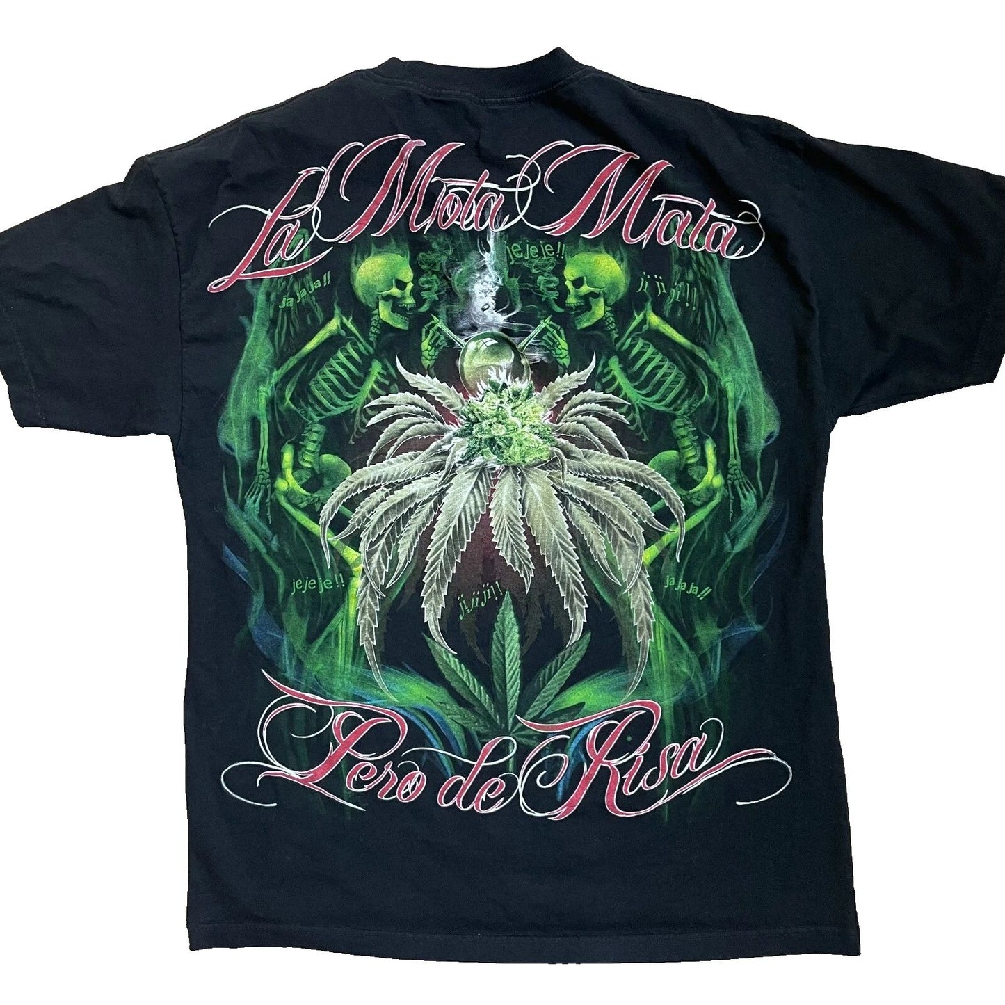 VTG La Mota Mata skeletons cannabis plant Tee XL Heavy Punk Grunge Heavy Metal