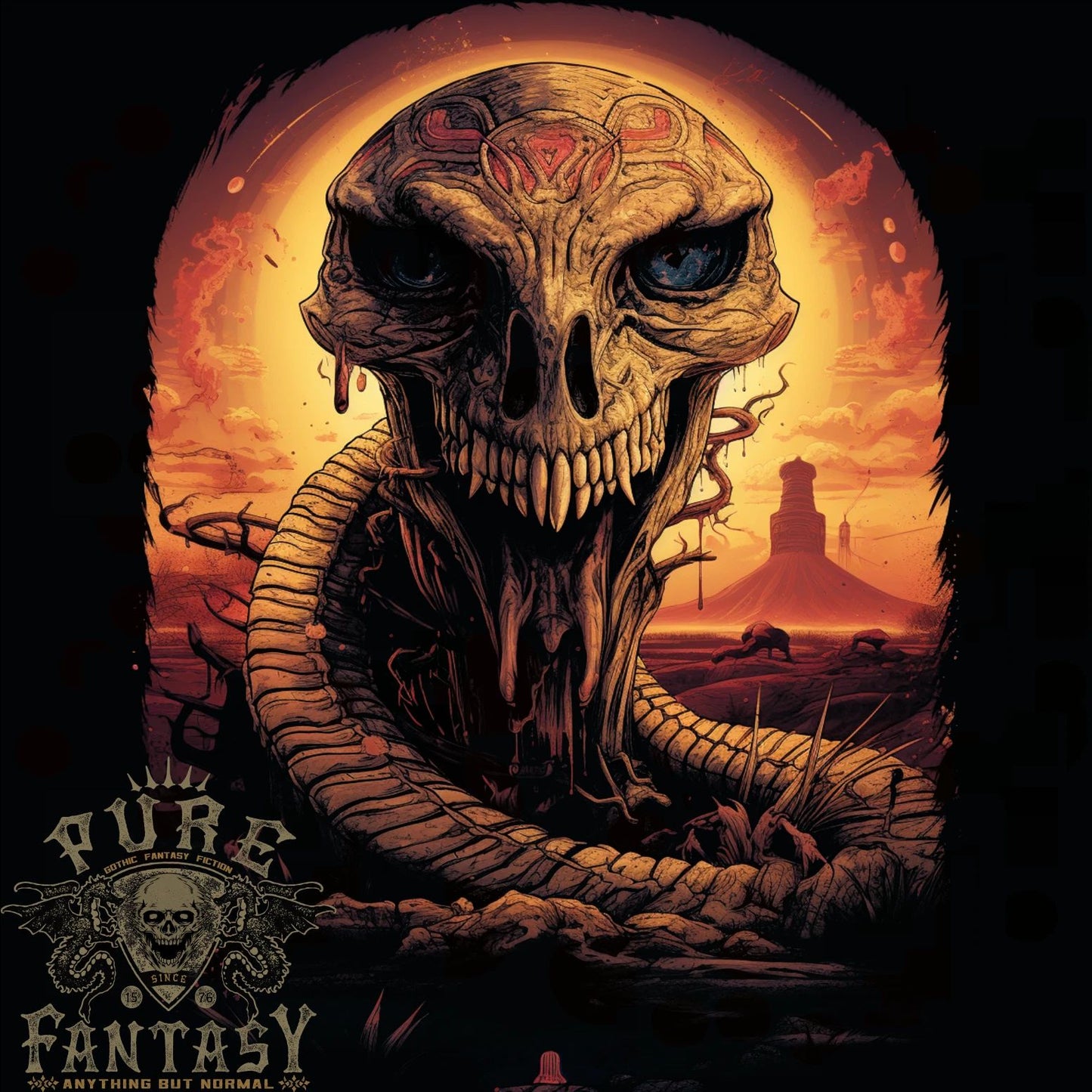 Serpent Skull Fantasy Snake Mens T-Shirt 100% Cotton