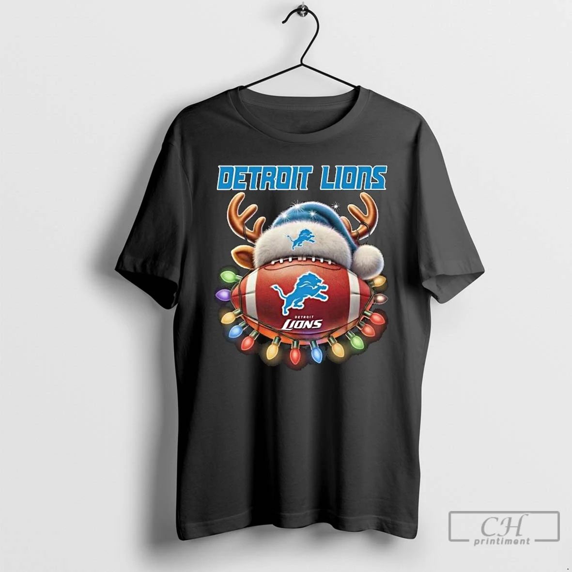 Premium Detroit Lions Football Hat Light Merry Christmas 2025 Long Sleve T Shirts