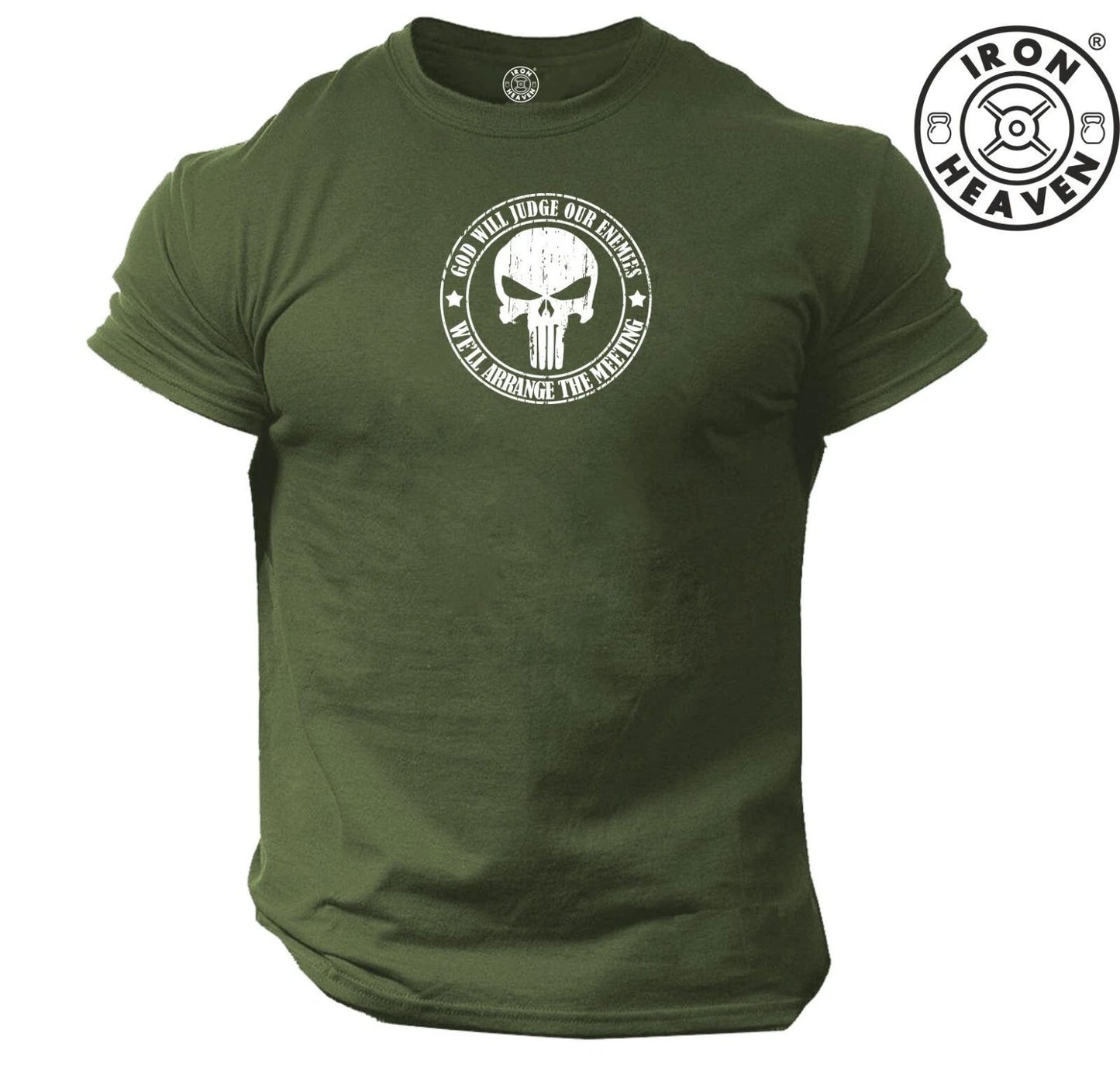 God Judge Enemies T Shirt Gym Clothing Bodybuilding Training Workout Skull Top