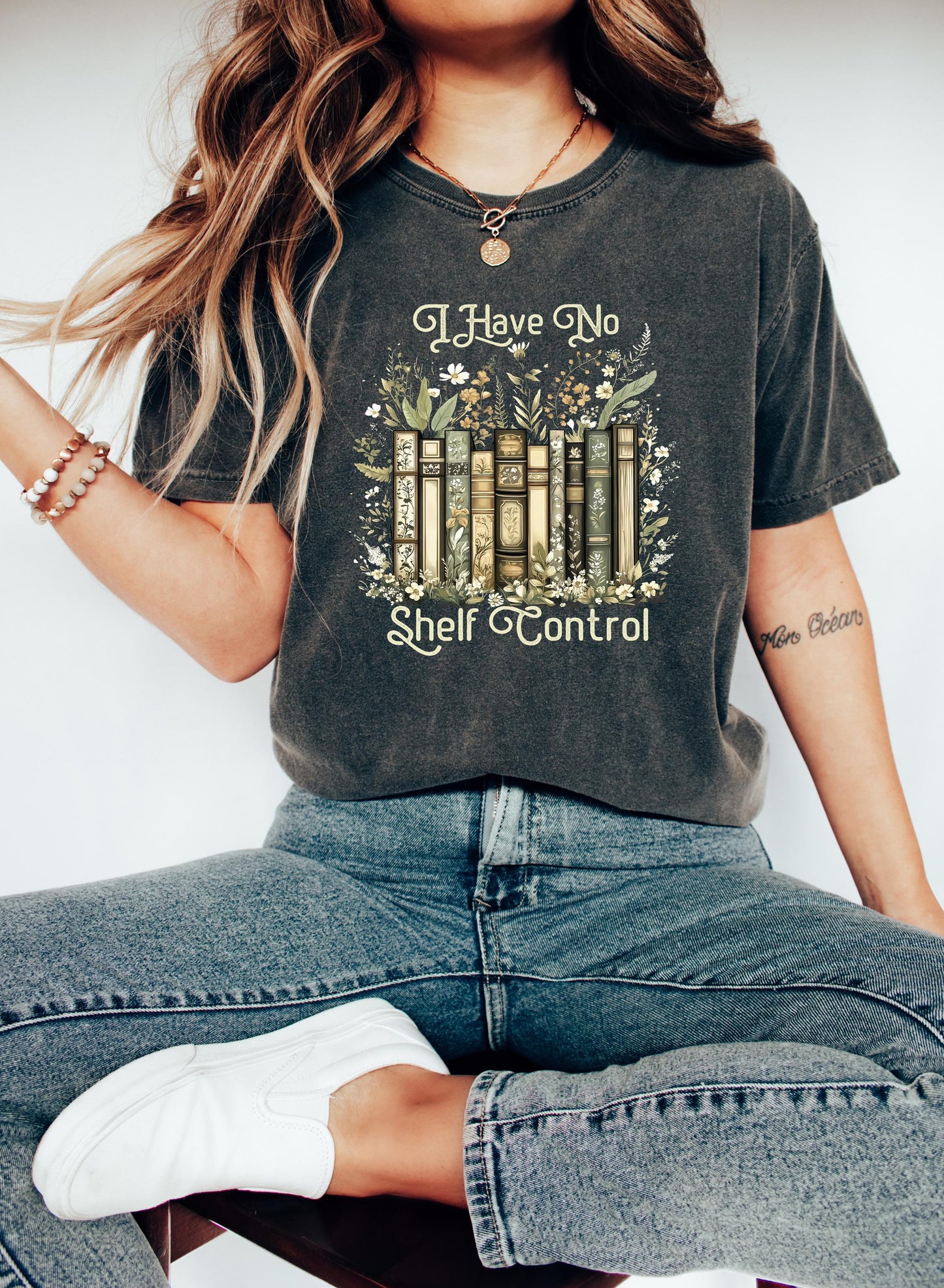 Book Lover Shelf Control Tee Floral Bookish Book Club Reader Literary Girl Tee Librarian (1)