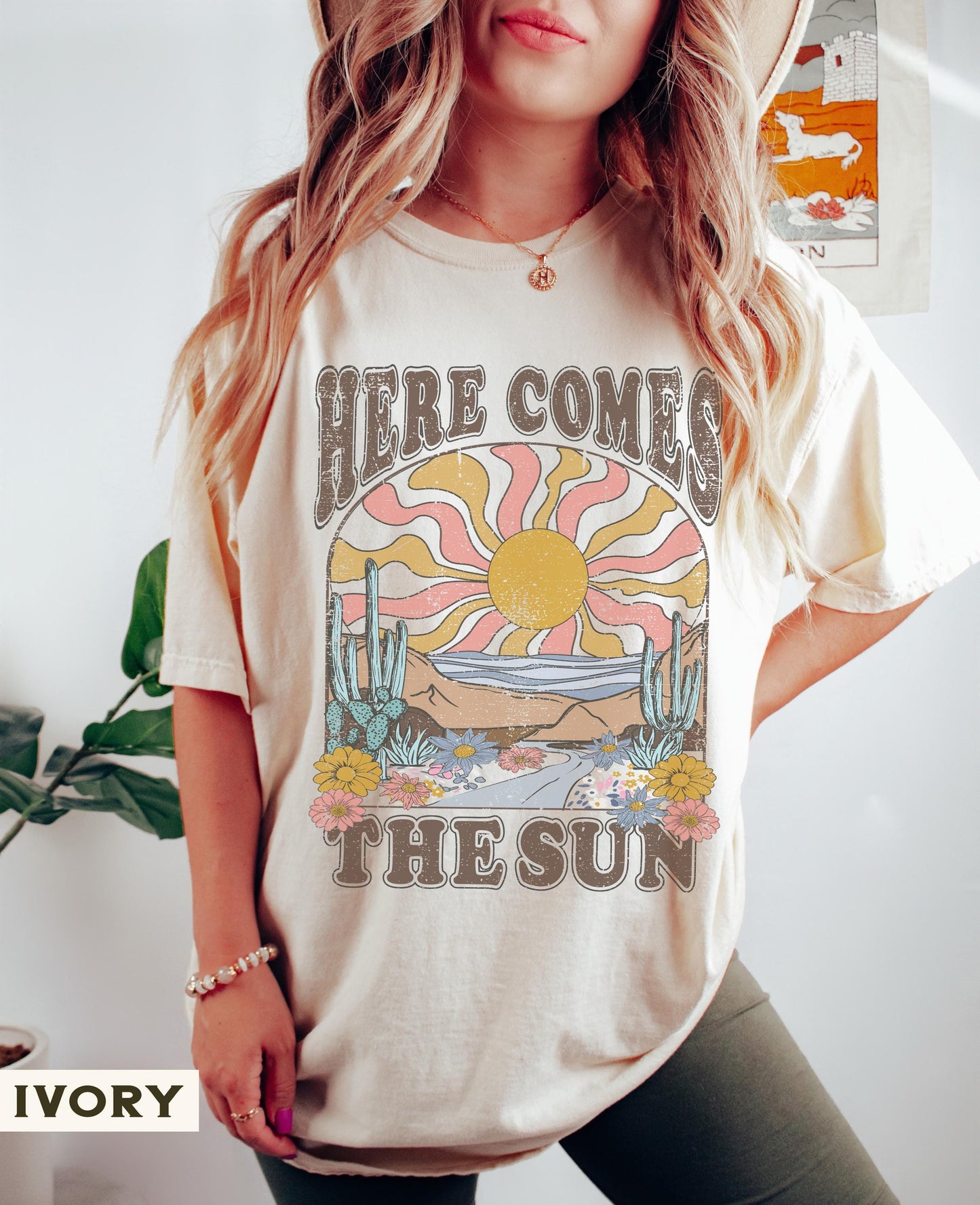 Here Comes Sun Comfort Colors Retro Desert Sunset Boho Western (1)