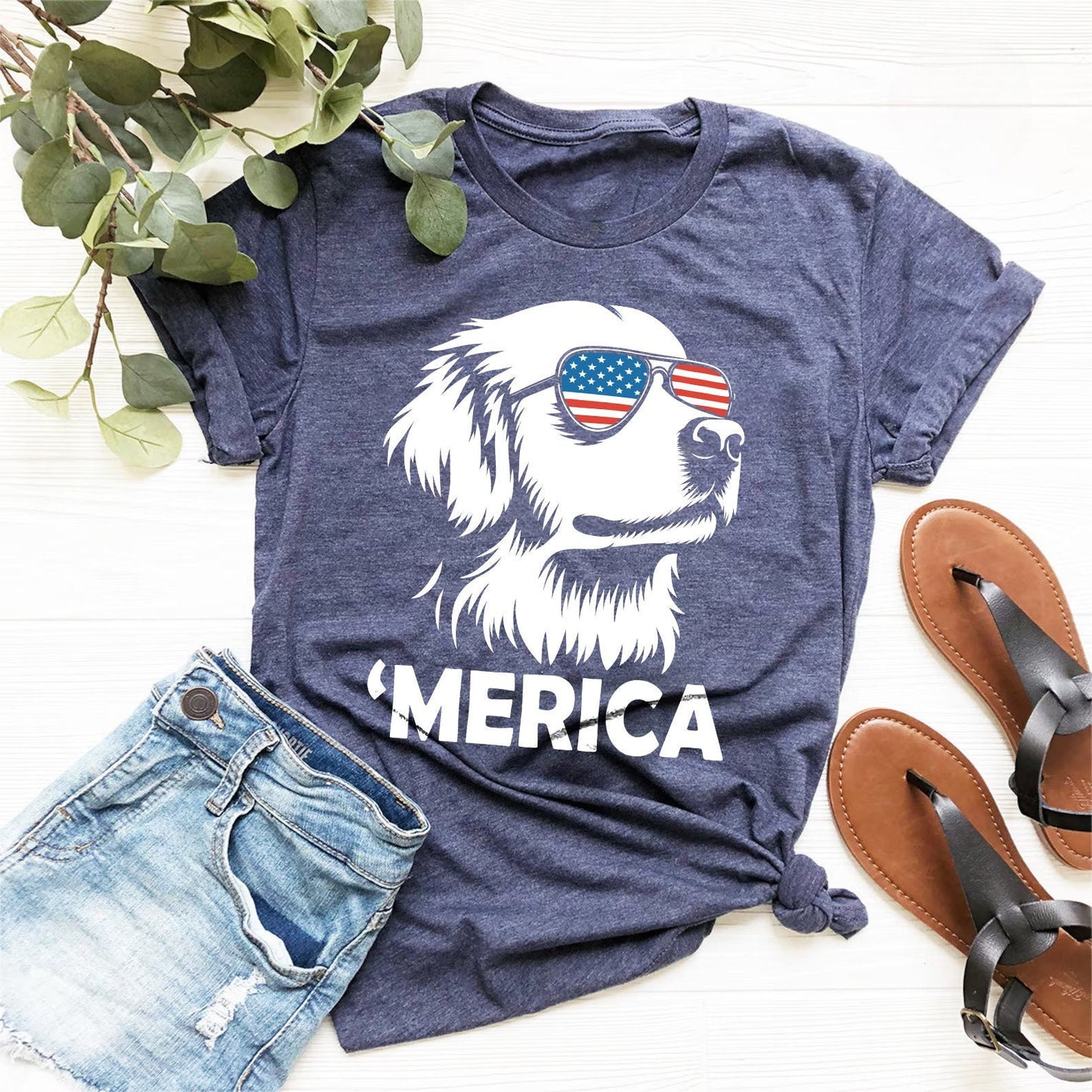 Merica Golden Retriever 4th July Dog Golden Retriever Mom Patriotic Dog Tee Golden Retriever Lover (1)