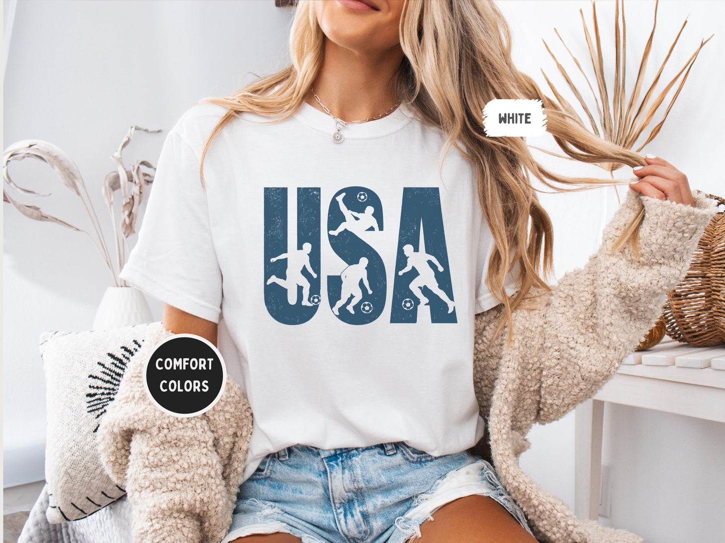 Usa Soccer Comfort Colors Patriotic World Football Fan Tee Cup Soccer Lover (1)