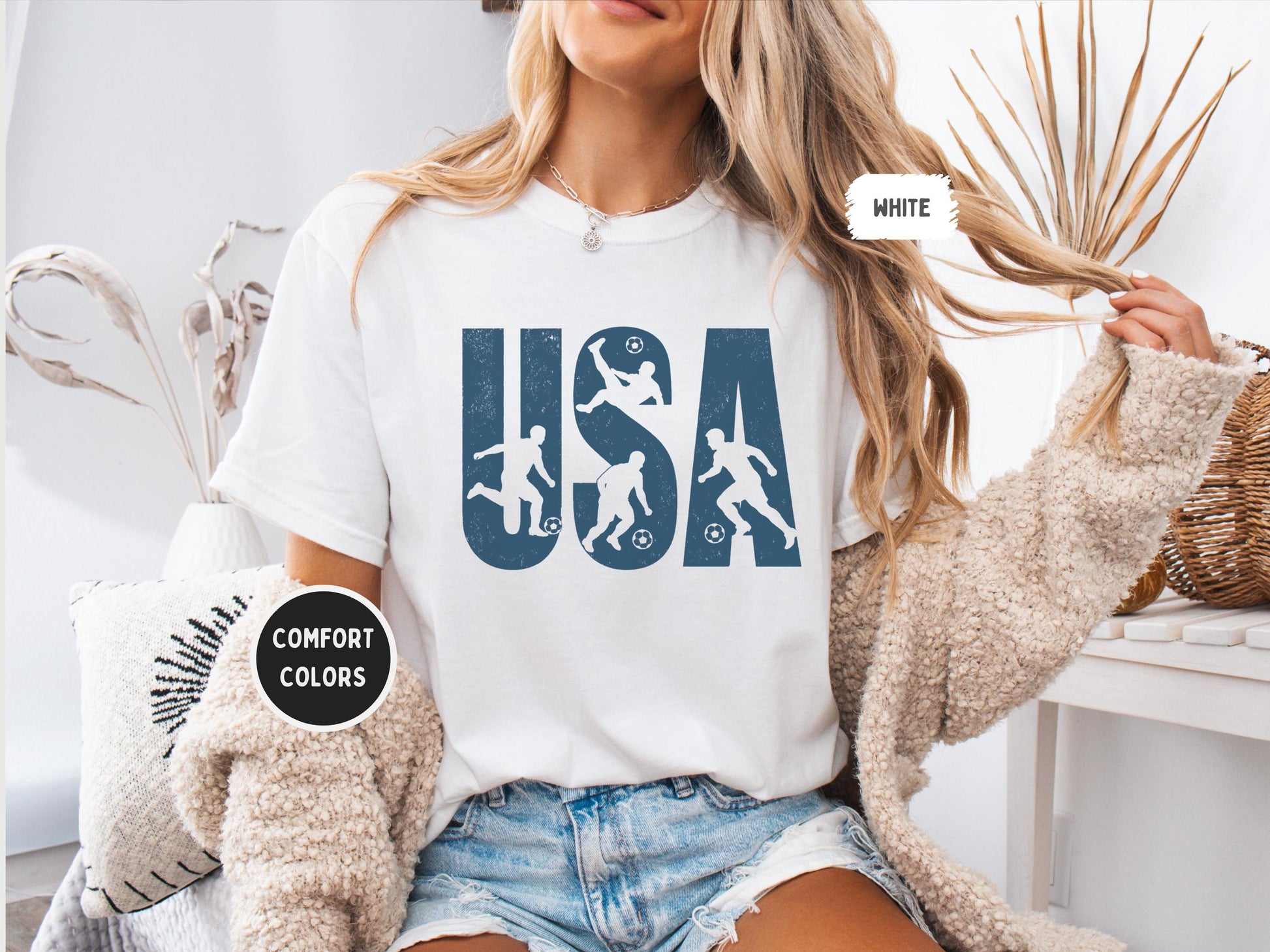 Usa Soccer Comfort Colors Patriotic World Football Fan Tee Cup Soccer Lover (1)