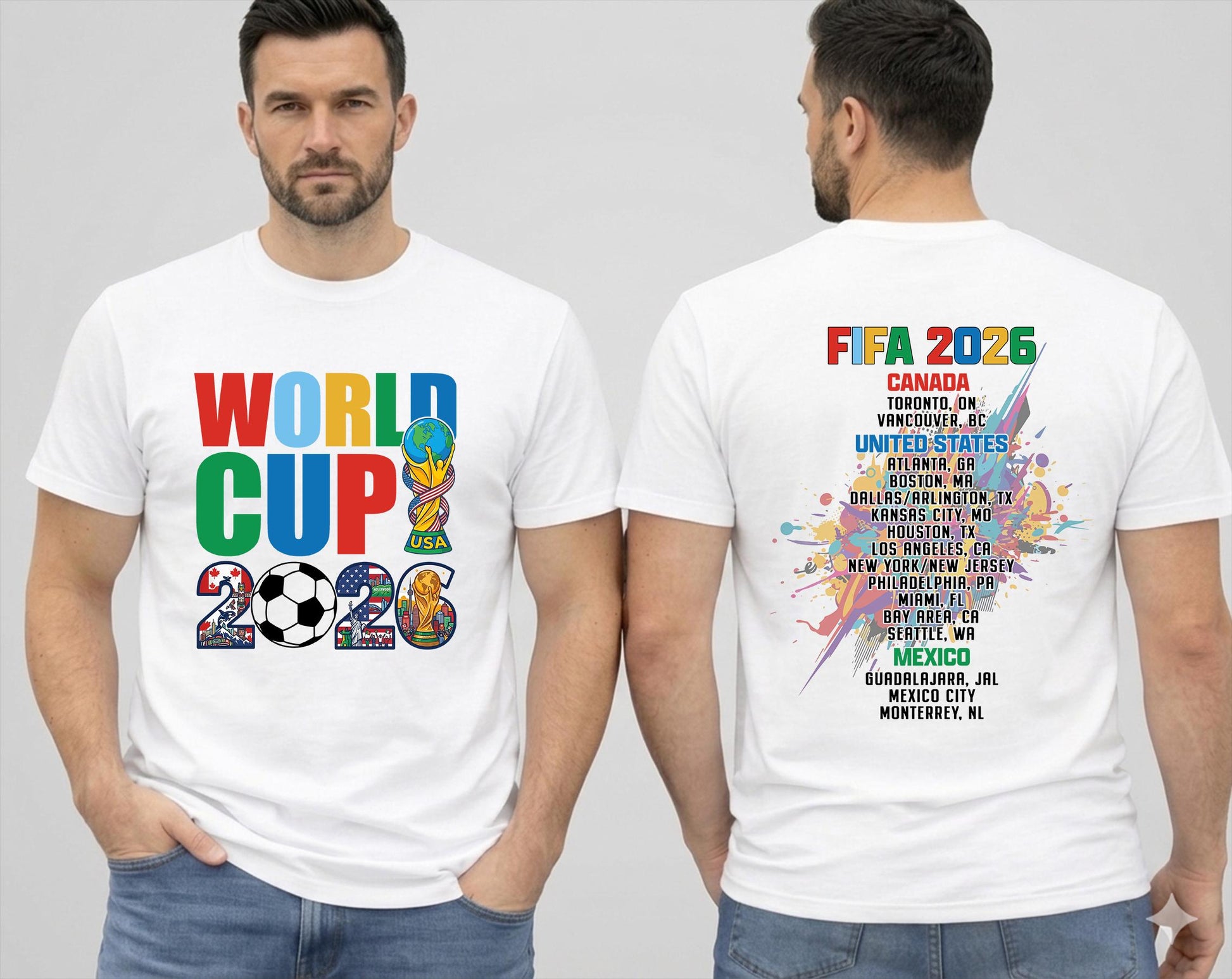 Fifa World Cup 2026 2026 Host Cities Back Usa Canada Mexico Soccer Fan Tee Football Tournament Sport Tee (1)