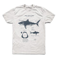 White Shark Anatomy Hand-Drawn Biology Diagram Screen Printed Ringspun (1)