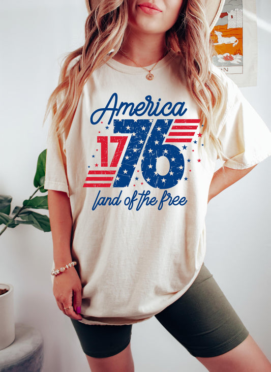 1776 America Land Free Usa Patriotic 4th July Retro Independence Day Retro Usa Tee (1)
