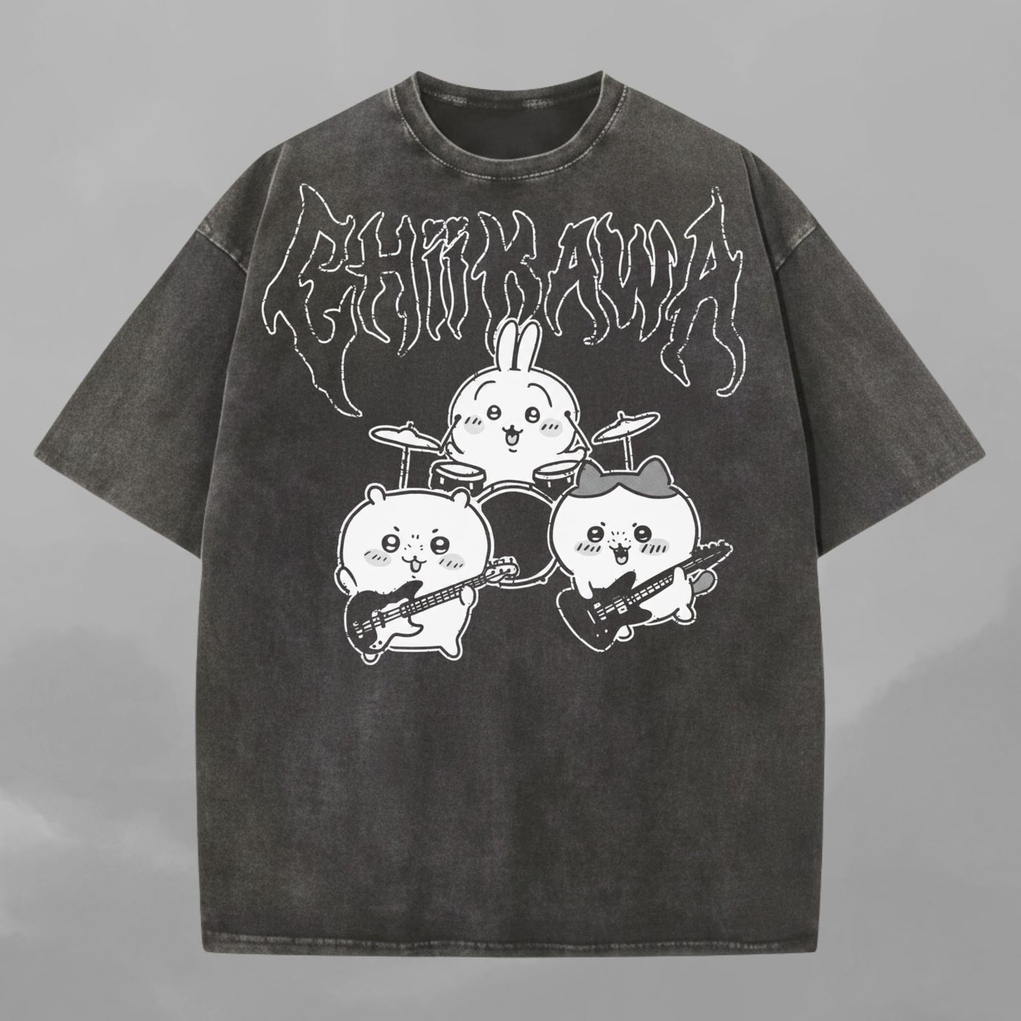 Metal Chiikawa Tee Comfort Colors Heavy Metal Chiikawa Usagi Hachiware (1)