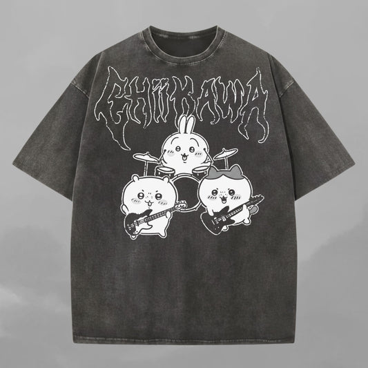 Metal Chiikawa Tee Comfort Colors Heavy Metal Chiikawa Usagi Hachiware (1)