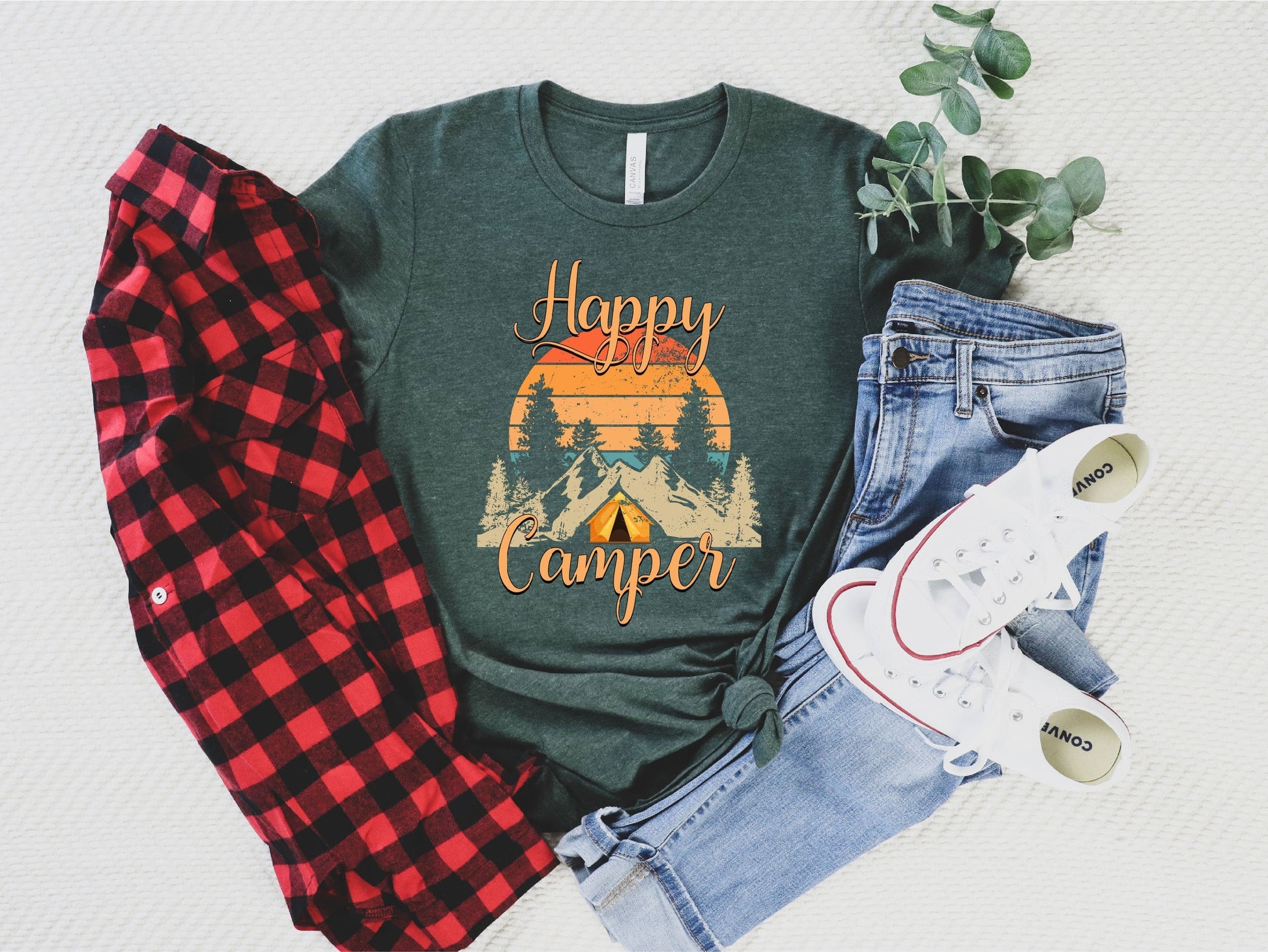 Happy Camper Camping Hiking Travel Camp Life Caravan Life Nature Lover Fishing Hunting Cooking Outdoors Fire (1)