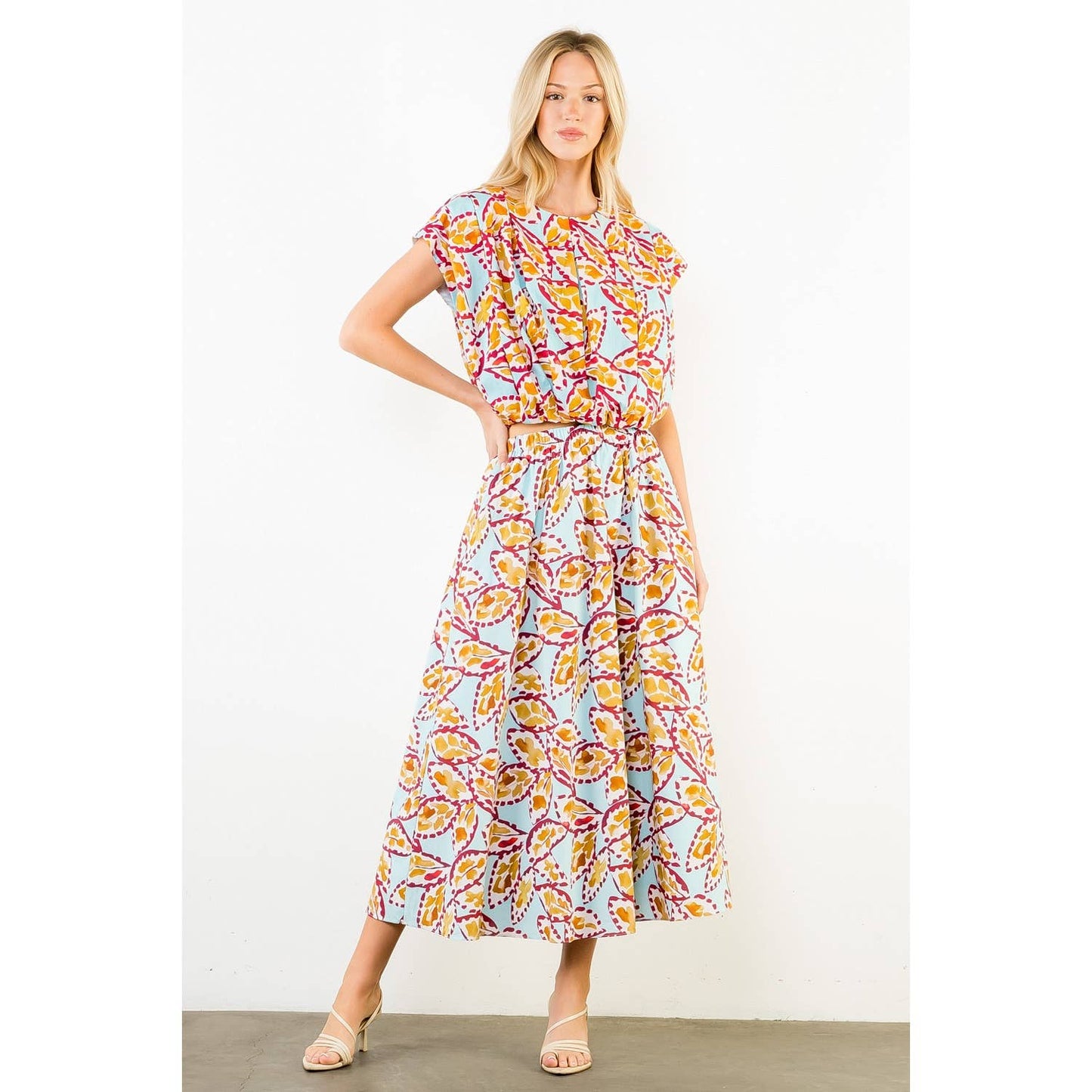 Abstract Print Long Skirt