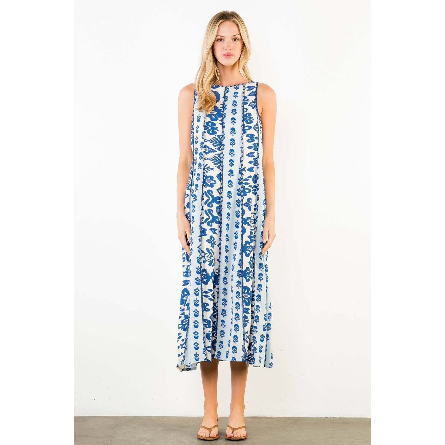 Sleeveless Multiple Pattern Dress