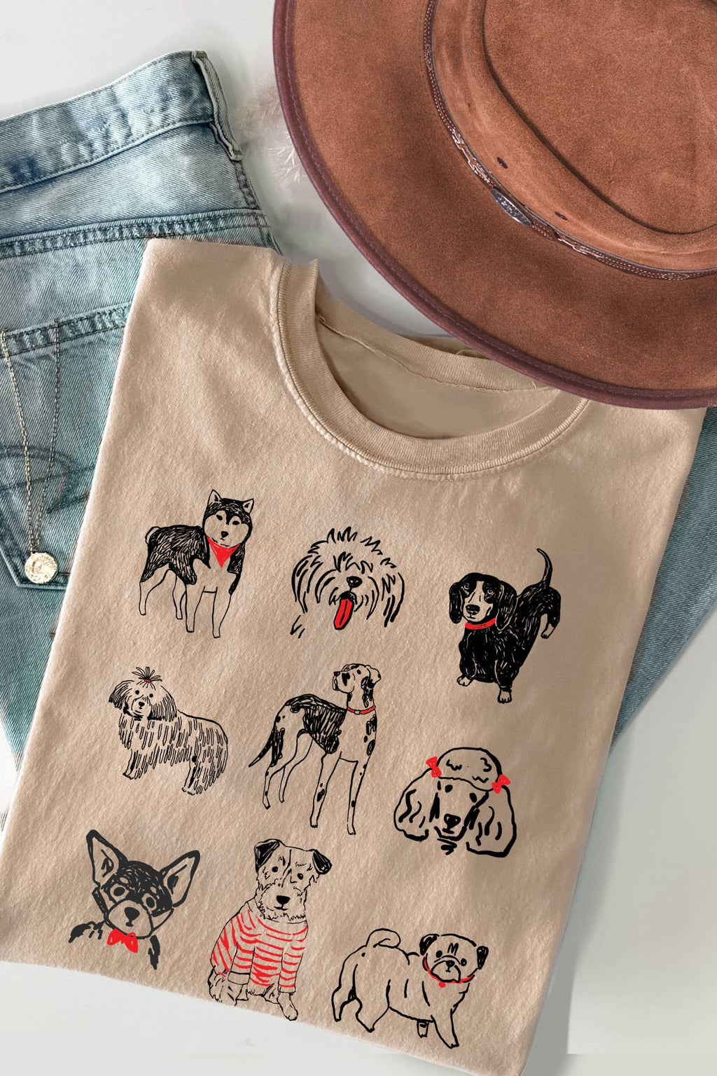 Women Dog Lover Graphic Print Short Sleeve Top