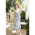 Long Striped Floral Pattern Skirt
