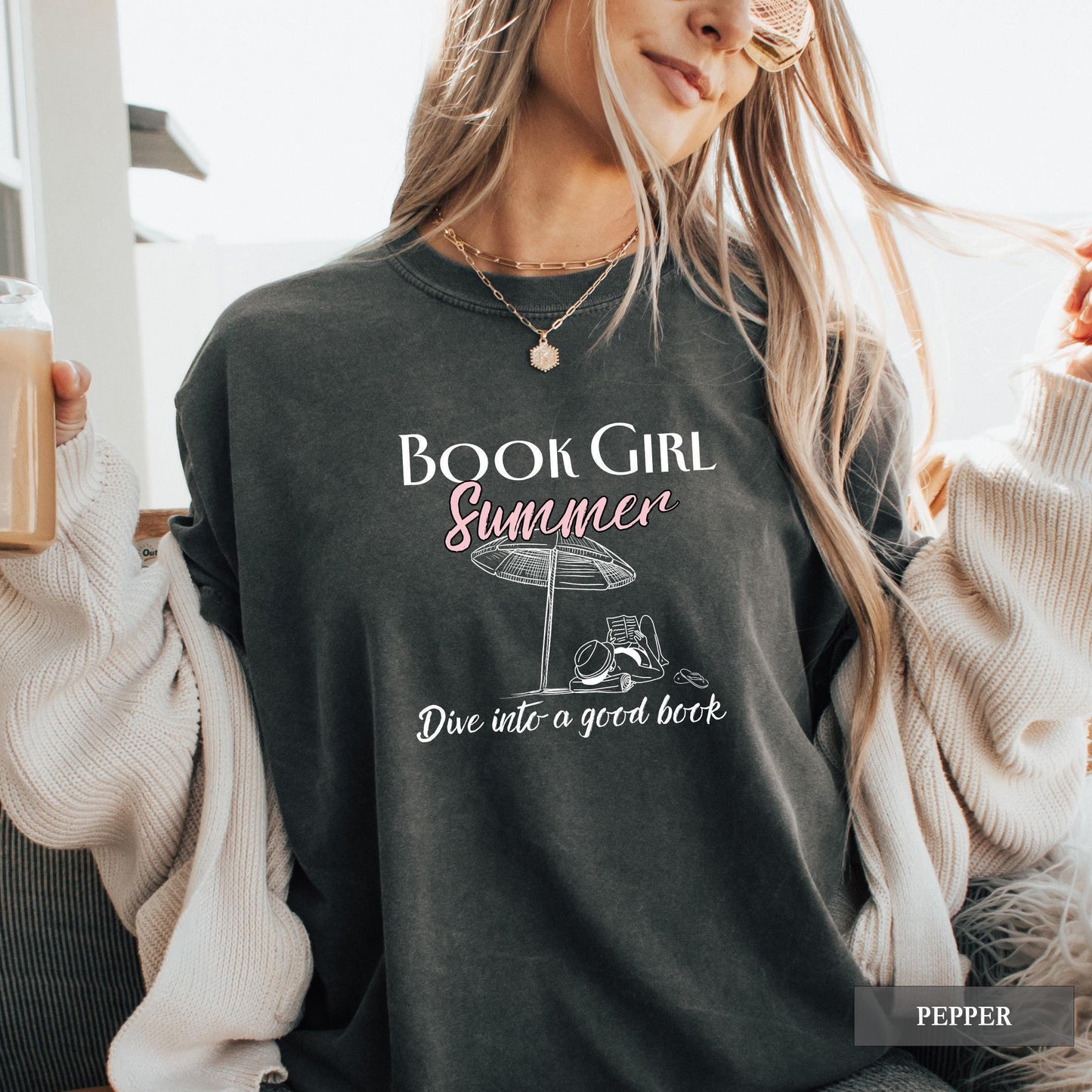 Book Girl Summer Comfort Colors Book Lover Reader Literary (2)