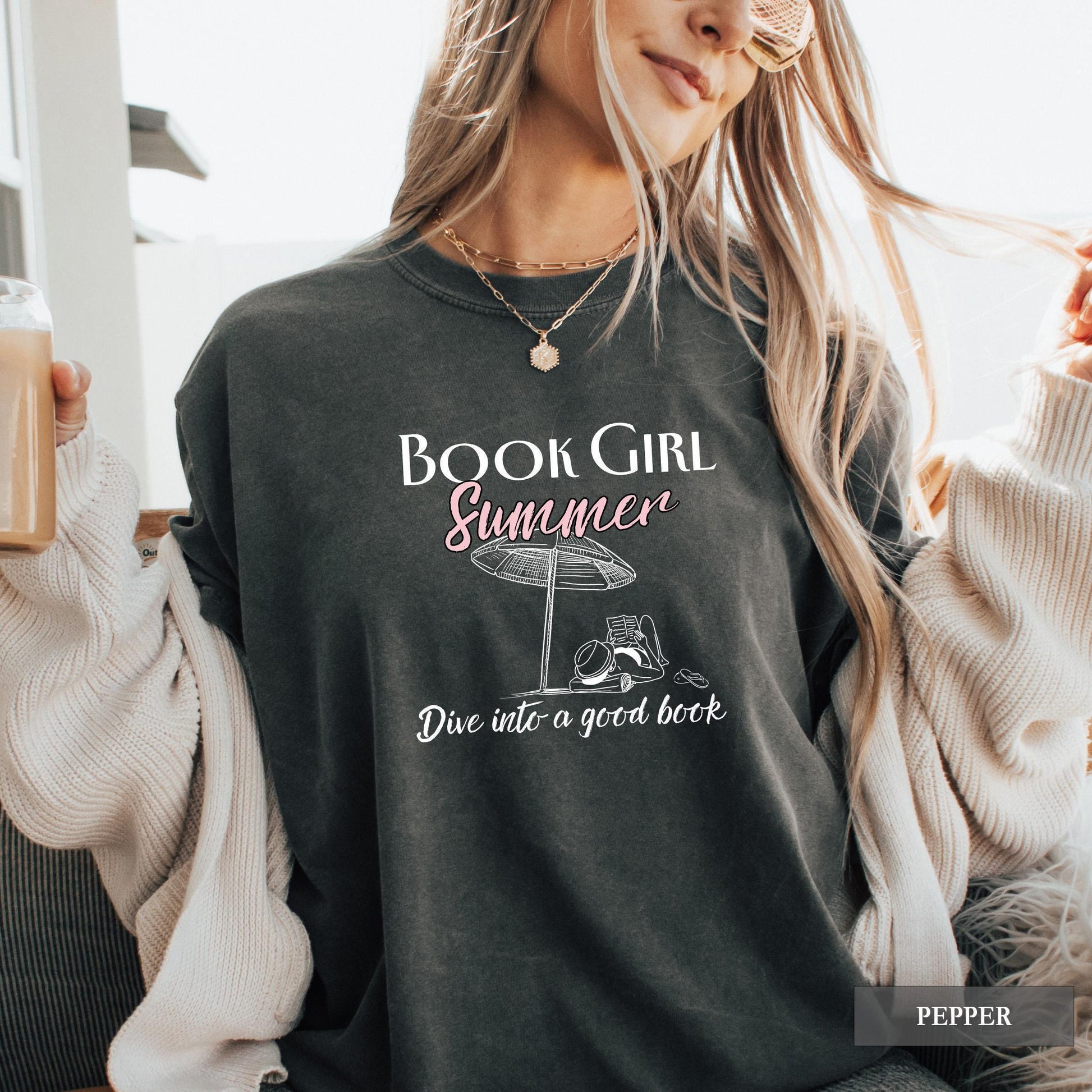 Book Girl Summer Comfort Colors Book Lover Reader Literary (2)
