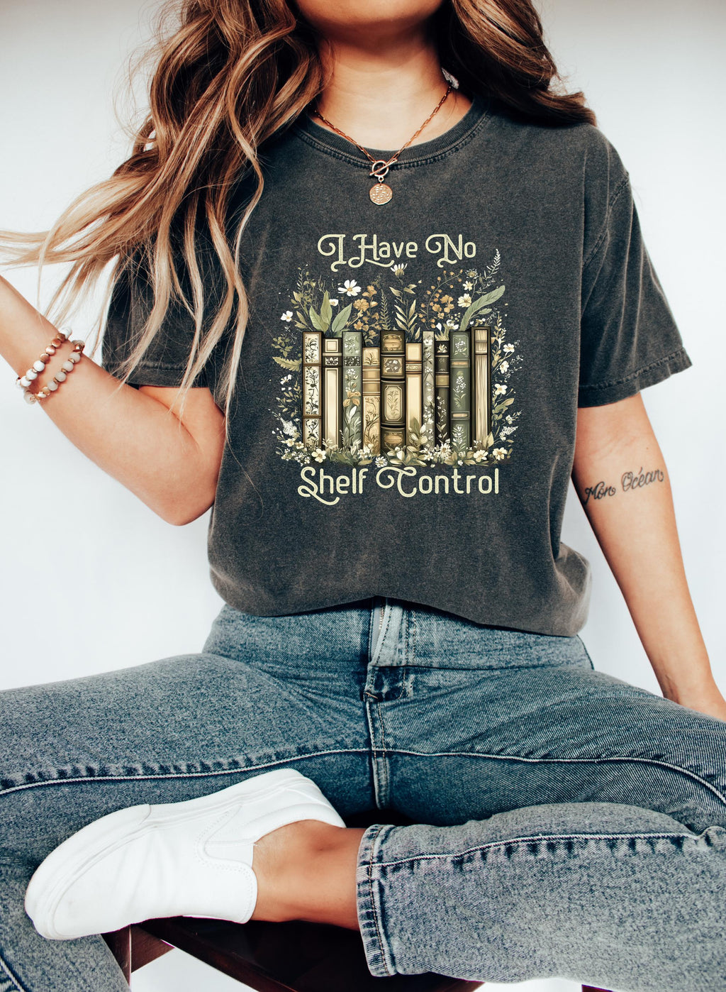 Book Lover Shelf Control Tee Floral Bookish Book Club Reader Literary Girl Tee Librarian (2)
