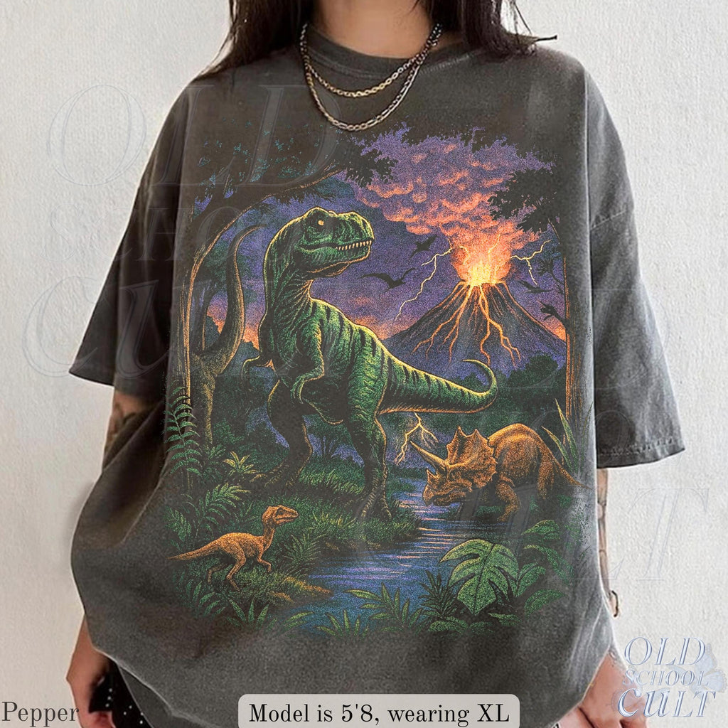 Vintage Jurassic Dinosaur 90s Retro T-Rex Triceratops 90s Prehistoric Dino Nostalgia Nature (2)