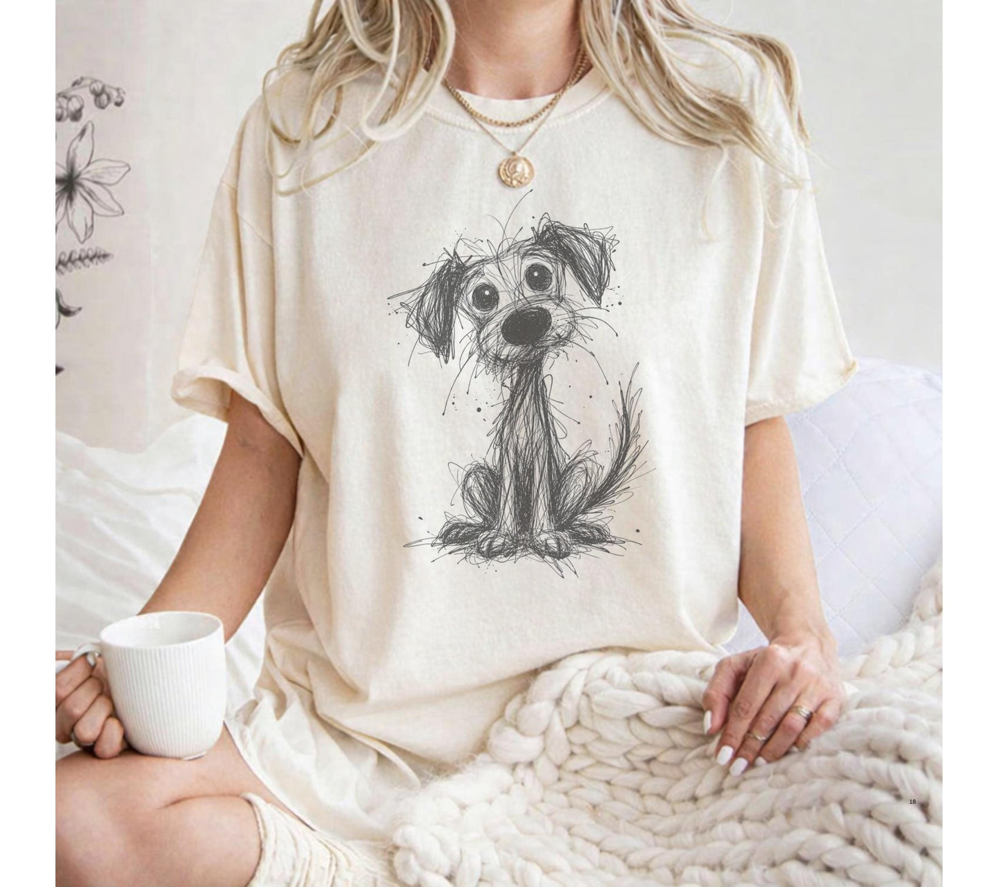 Comfort Colors Puppy Doodle Scribble Dog Sketch Tee Line Art Dog Dog Lover (2)