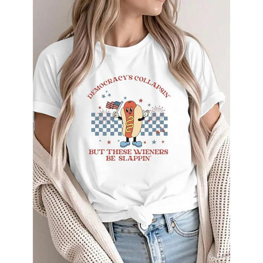 100 Dog Character Democracy'S Collapsin These Wieners Slappin Slogan Patriotic Fireworks Flag Elements Casual (1)