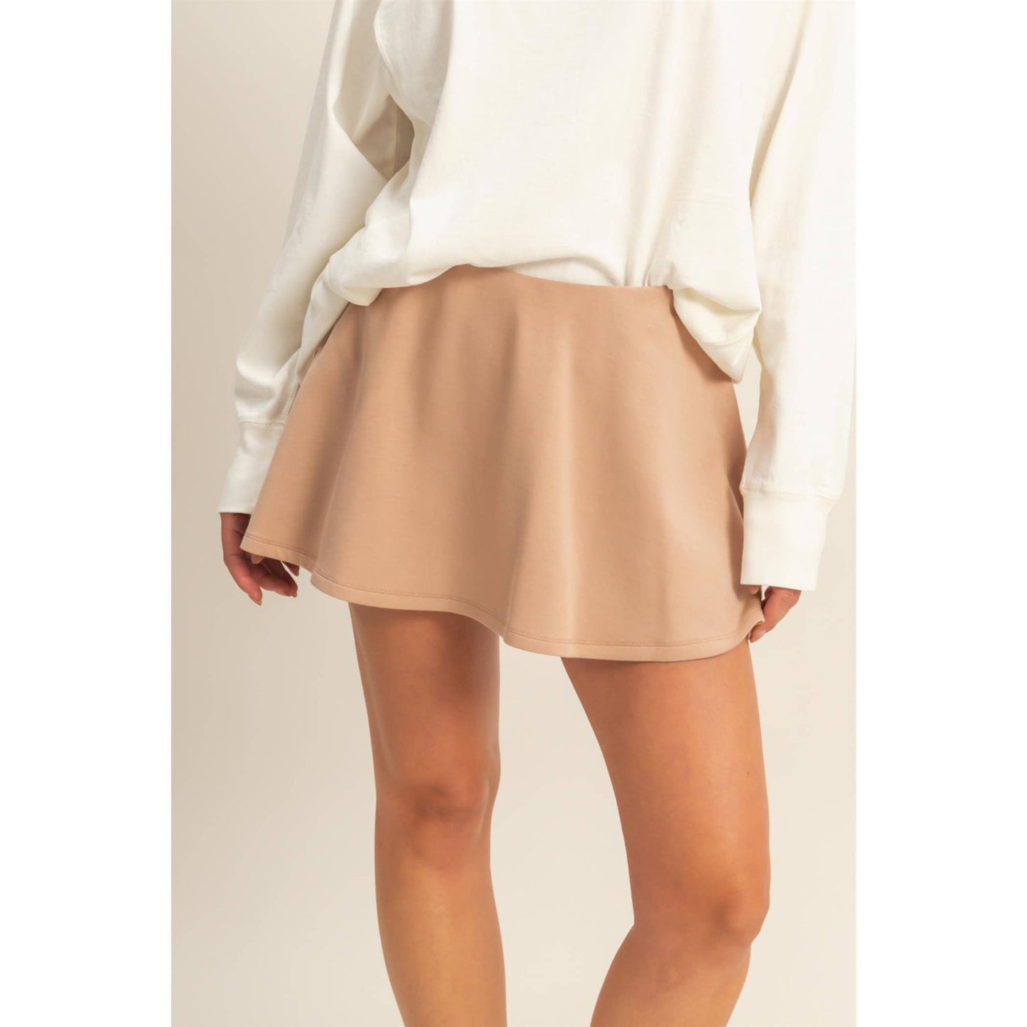 Flirty Double Knit Mid Waist Skort