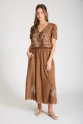 Bird Embroidery Detail Midi Skirt