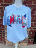 America Patchwork On Comfort Colors Chambray