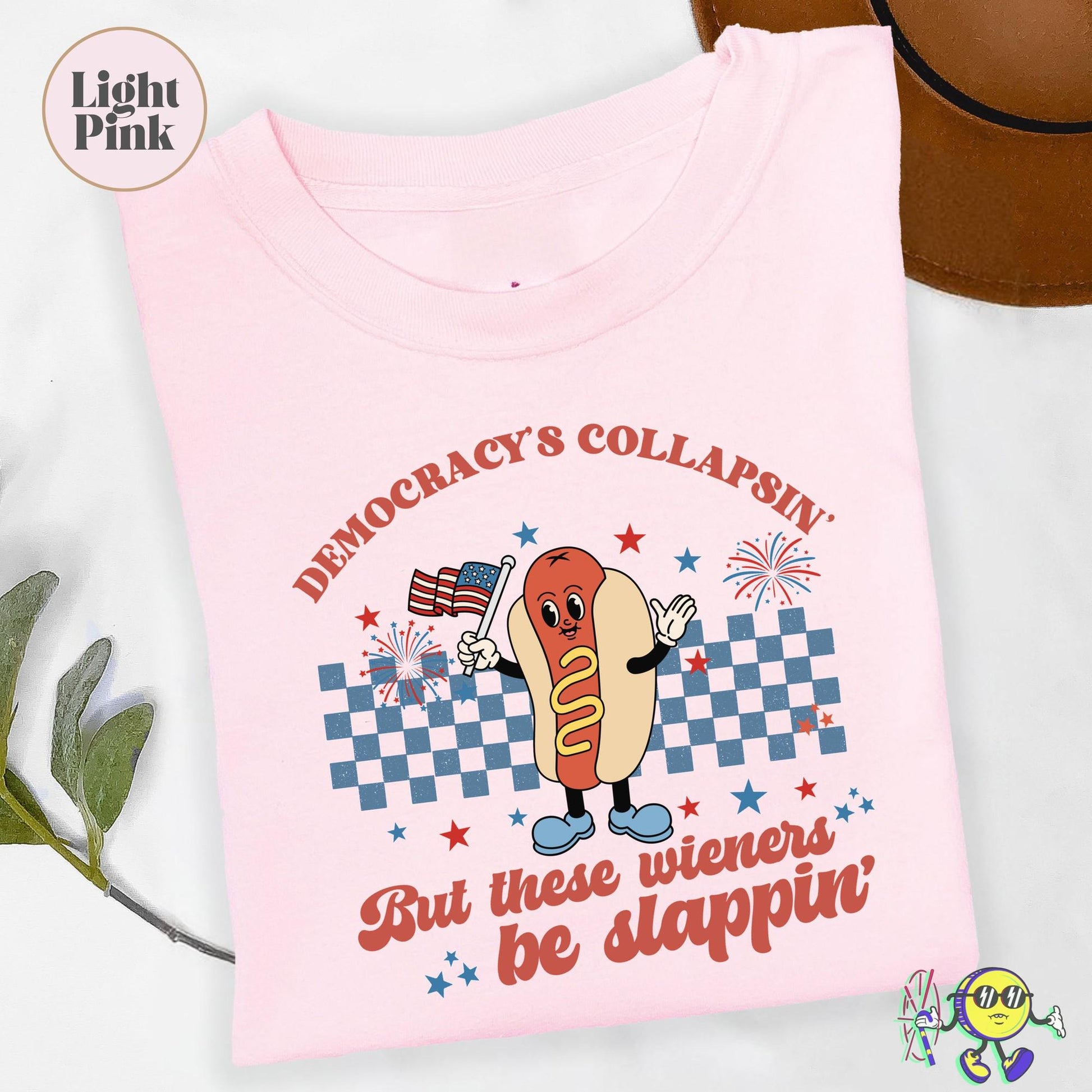 Democracy'S Collapsin Wieners Slappin Groovy Liberal Fourth July Dog Glizzy Retro Mascot Anti Trump Leftist Humor (3)