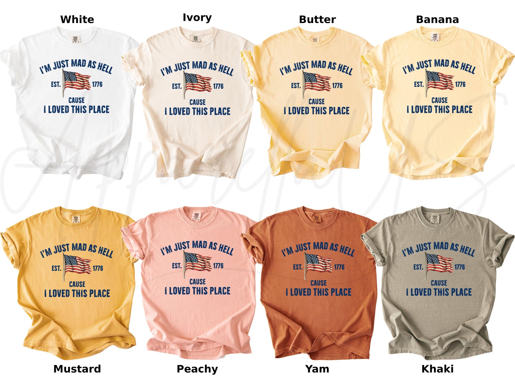 Comfort Colors Mad Hell Est 1776 Cause Loved Place Red White Blue Resistance Independence Tee (3)