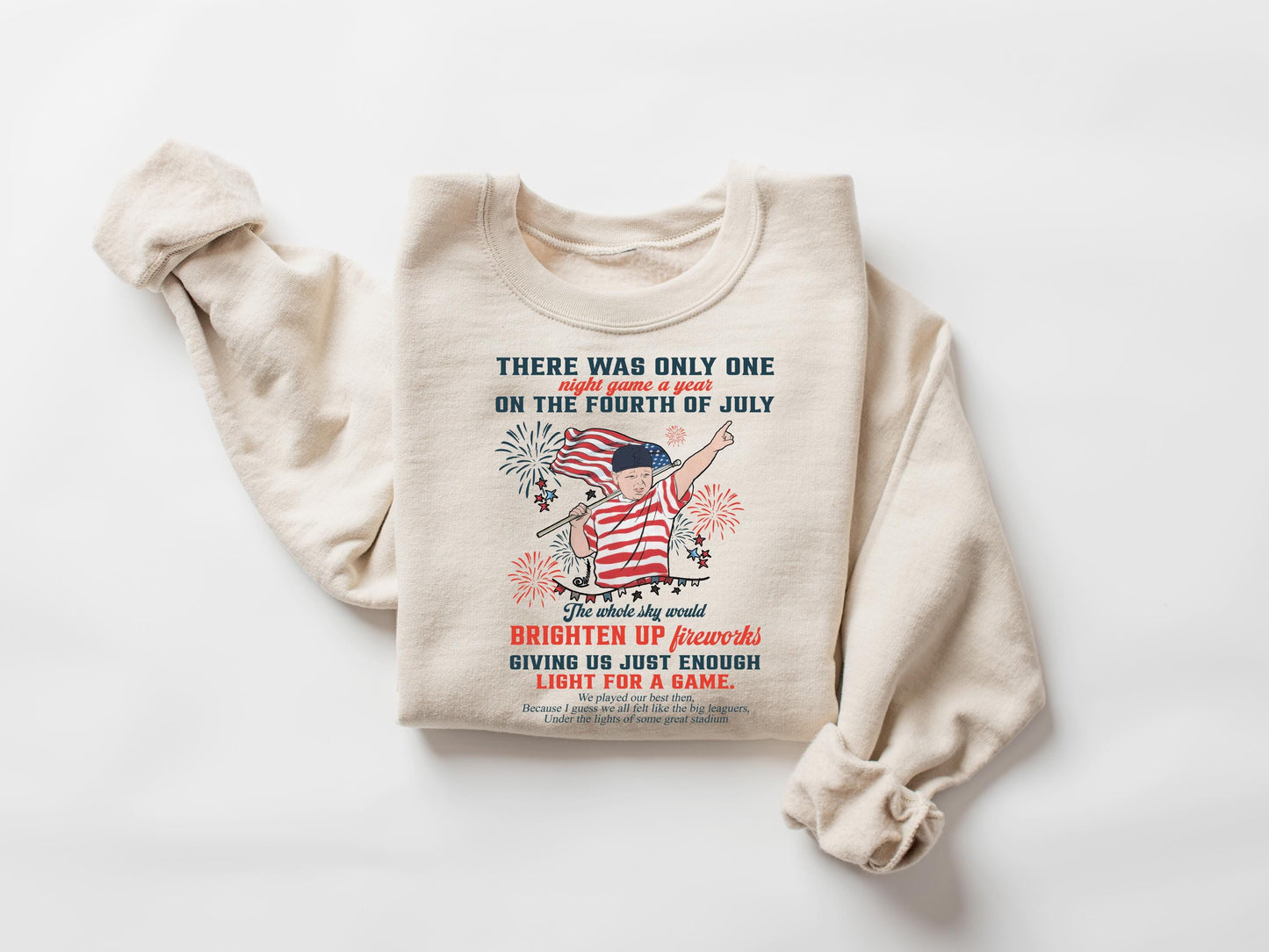 Fourth July Baseball Night Game Tee Retro Americana Fireworks Nostalgic Summer Patriot (3)