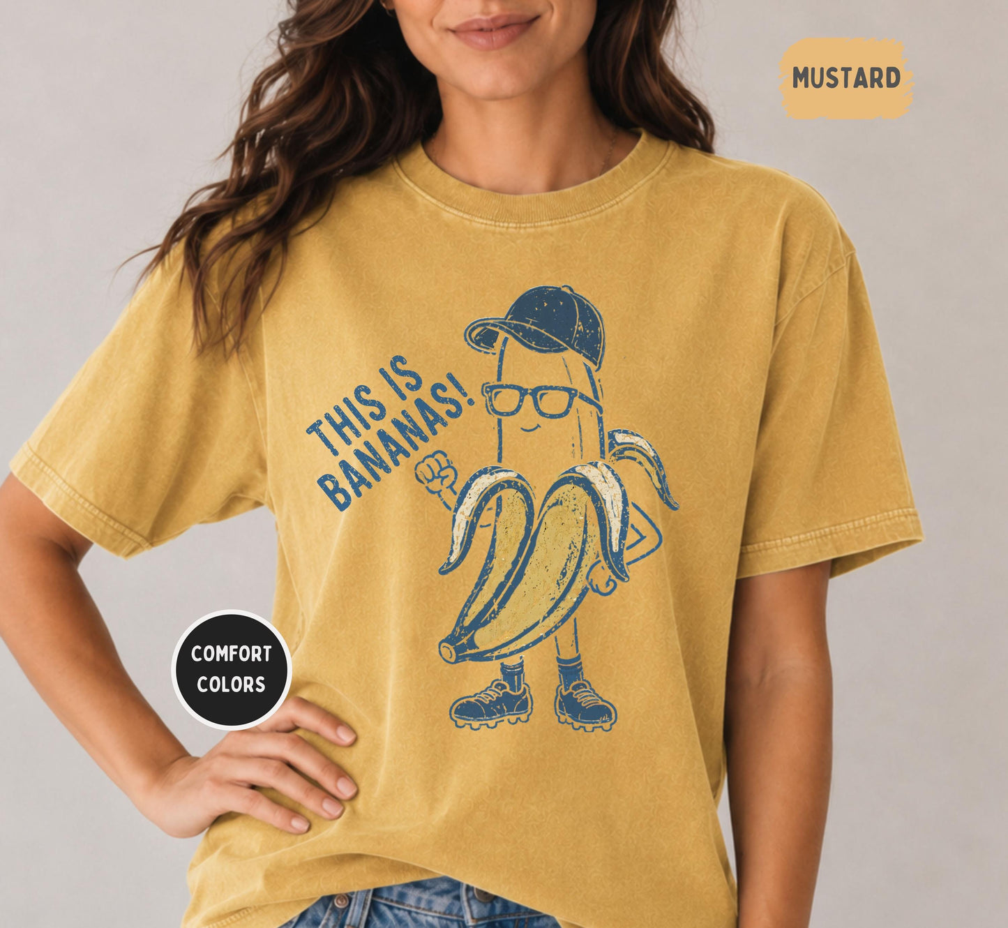 Bananas Retro Banana Baseball Tee Comfort Colors 1717 Sports Mom Game Day Fruit Pun (3)
