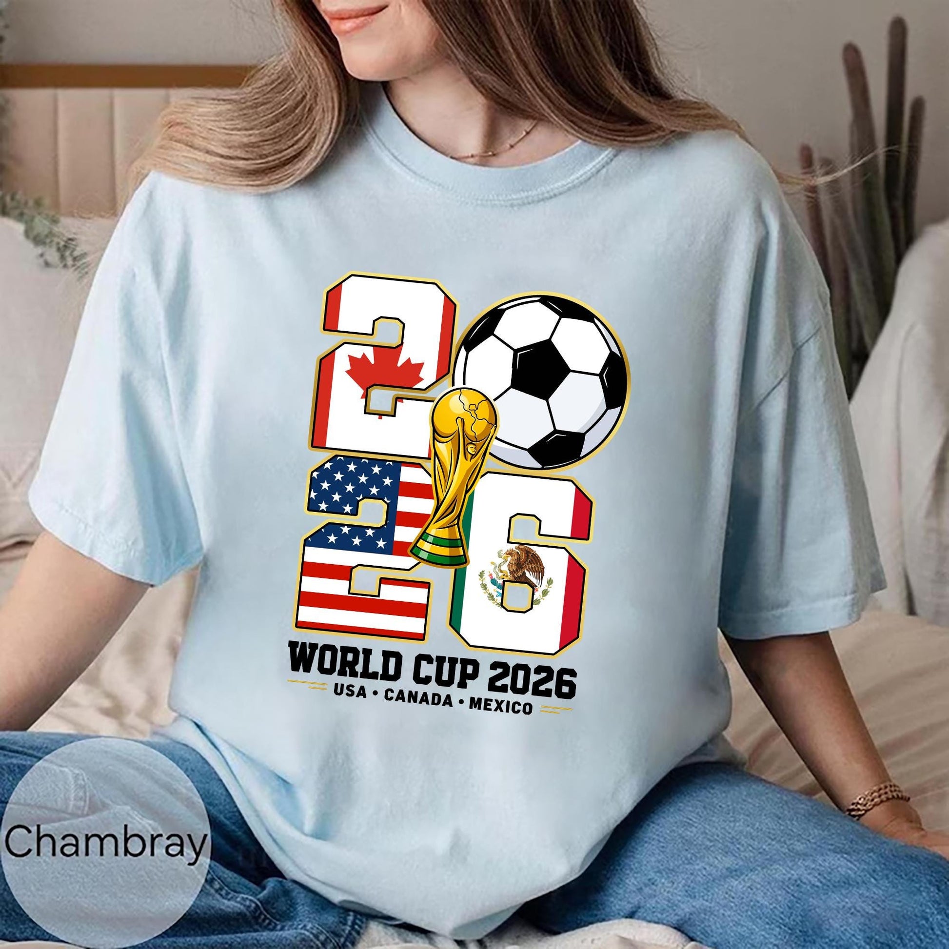 World Soccer 2026 Soccer Host Cities Usa Canada Mexico Soccer Fan Tee (3)