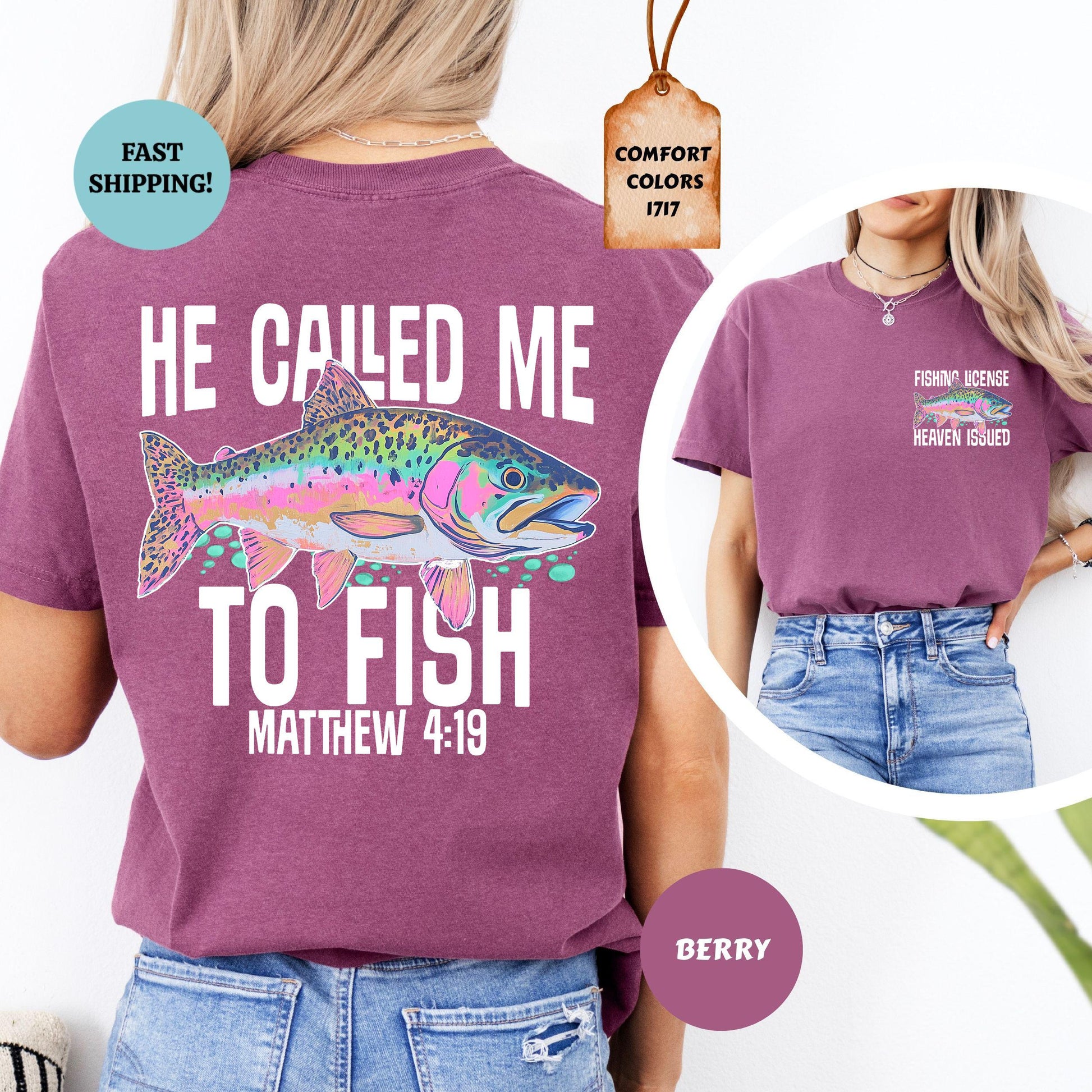 Comfort Colors Called Fish Christian Faith-Based Fishing Christian Summer Fishing Lover Scripture Tee (3)